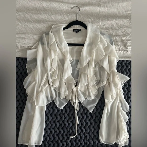 Ruffled Cream Crop Top - Picture 5 of 7